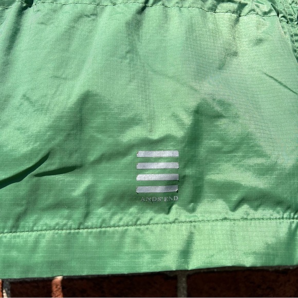 Lands' End Boy Girl Unisex Green Hooded Fleece Lined Windbreaker Jacket Medium - Picture 5 of 9